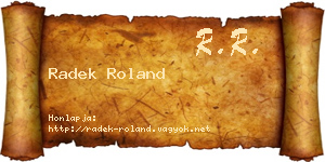 Radek Roland névjegykártya